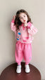 Cute Pink Cat Printed Kids Tracksuit