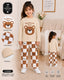 Girls Cute Handsome Bear Checkerboard Nightsuit-kids clozet