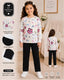 Girls Flower & Heart Print Nightsuit-kids clozet