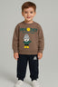Soft Brown Character Sweatshirt aur Navy Blue trouser