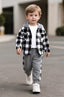Kids Black & White Check Zipper Jacket & trouser