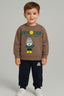 Soft Brown Character Sweatshirt & Navy Blue trouser-kids clozet - Kids Clozet