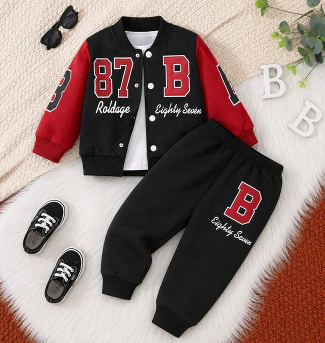 Boys black & red Jacket & Trouser-kids clozet - Kids Clozet Hover Image