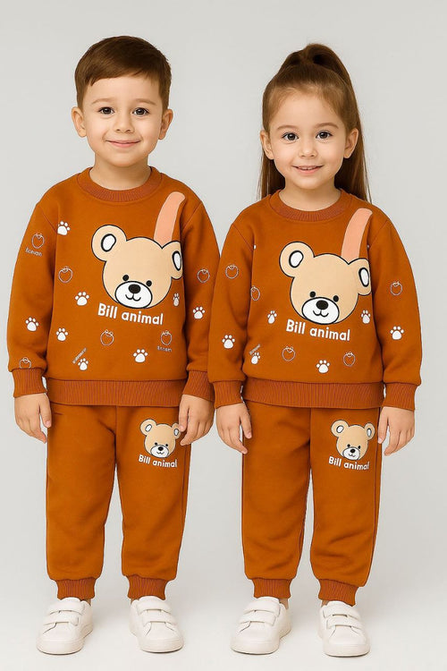 Brown teddy sweat shirt with trouser-kids clozet - Kids Clozet