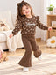 Girls Brown Floral Winter Suit for Girls-kids clozet - Kids Clozet