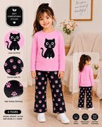 Girls Cute Cat Print Nightsuit-kids clozet - Kids Clozet