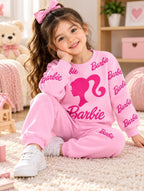 Girls Pink Barbie Printed Winter Suit-kids clozet - Kids Clozet