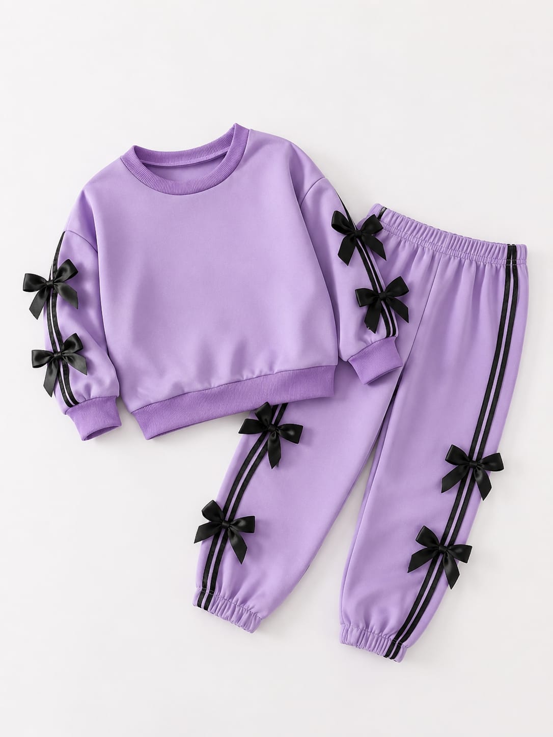 Girls Lilac Bow Style SweatShirt & trouser