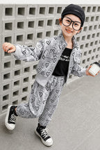 Girls Teddy Print Zip-Up Co-Ord Set