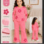 Girls Pink Fuzzy Flower Nightsuit-kids clozet