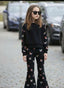 Stylish Butterfly Print Two-Piece Girls' Sweatshirt & Flapper