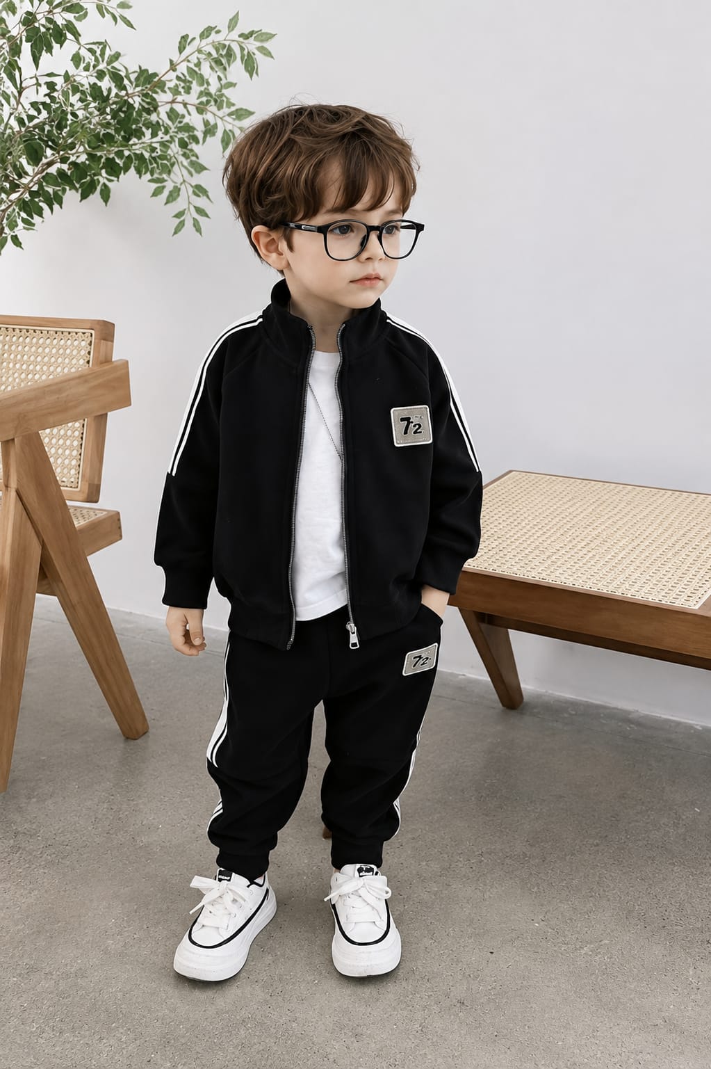 Boys stylish and classy black zipper with trouser