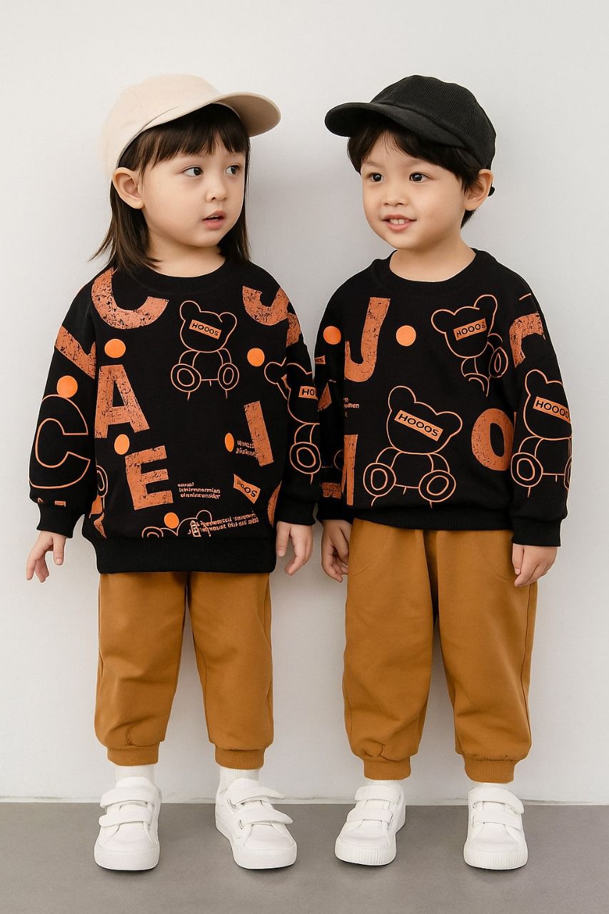 Black Printed Sweatshirt with Trouser
