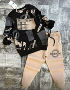 Black Graphic Sweatshirt aur Beige trouser