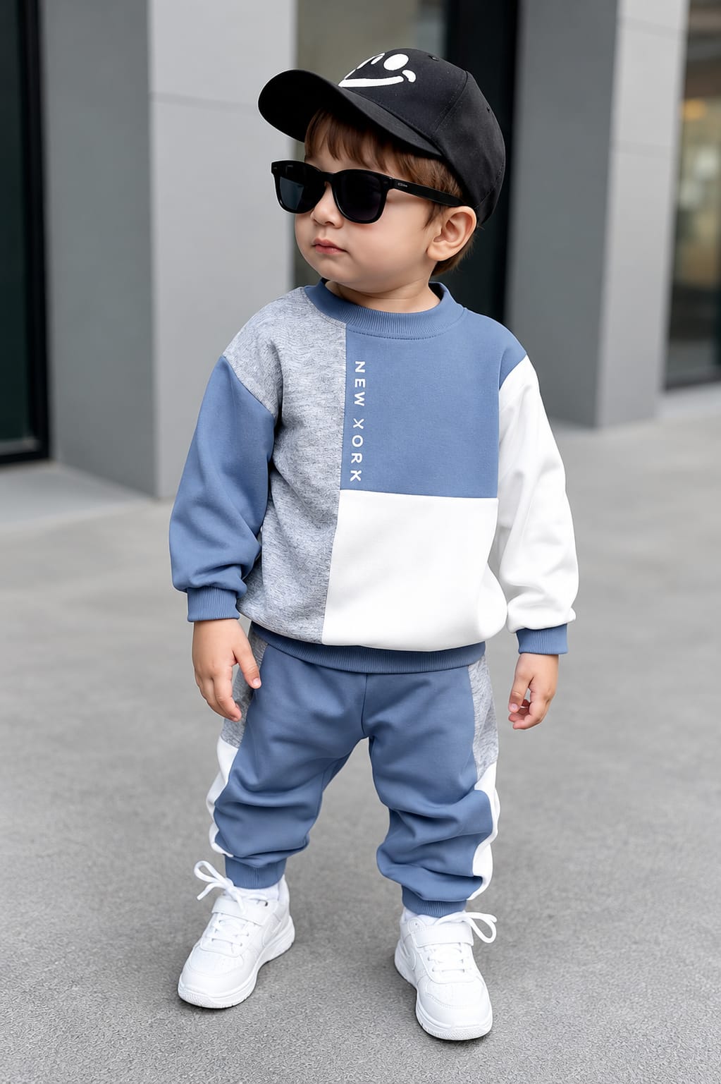Kids Stylish Colorblock "New York" Sweatshirt & trouser