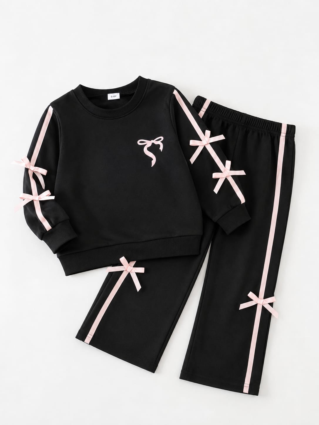 Girls black Bow Style SweatShirt & trouser