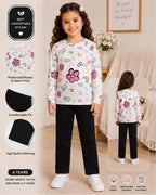 Girls Flower & Heart Print Nightsuit-kids clozet