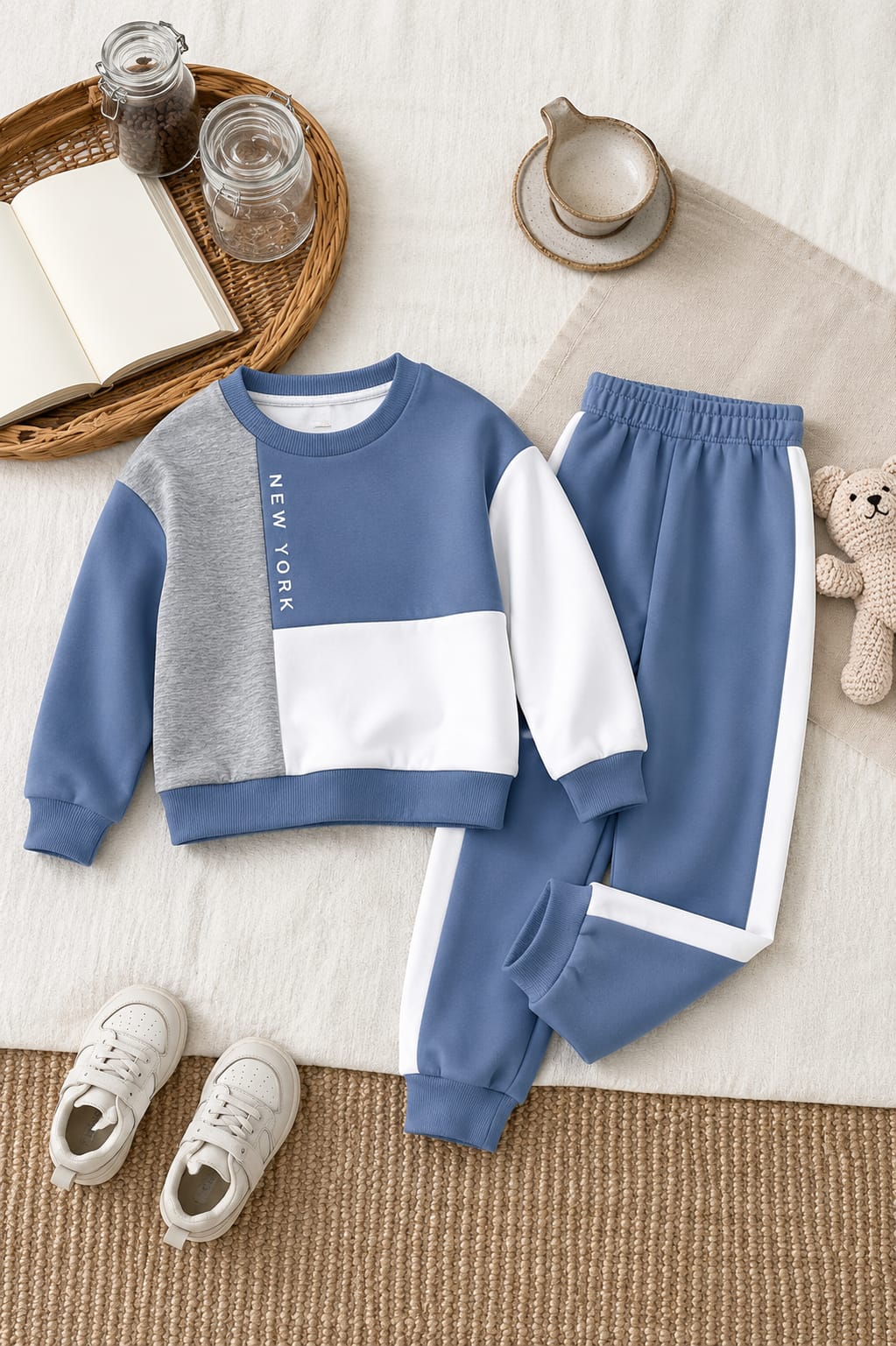 Kids Stylish Colorblock "New York" Sweatshirt & trouser