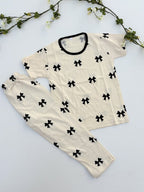 Girls Summer Soft Bow Print Nightwear-kids clozet
