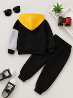 Boys black yellow stylish zipper hoodie with trouser