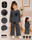Girls Elegant Charcoal Grey Heart Print Nightsuit-kids clozet