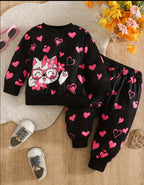 Kitty & Hearts Printed Sweatshirt & trouser